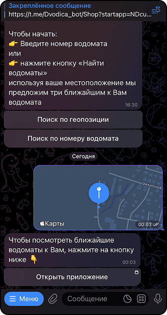 Скрин чат-бота в телеграм